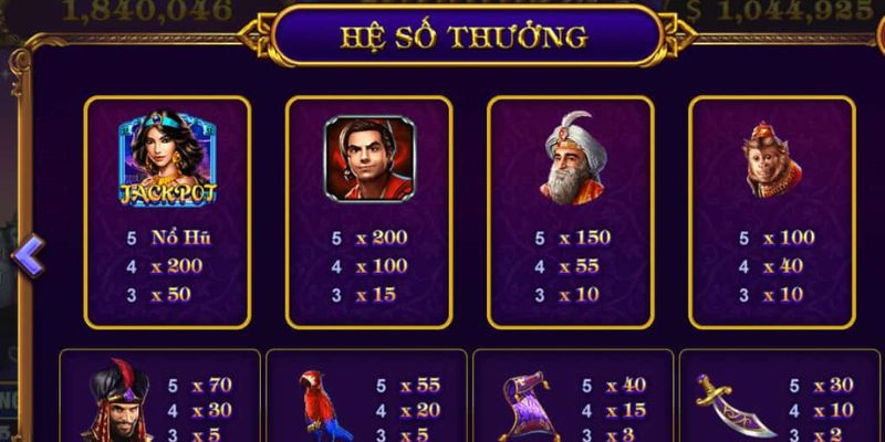 Tính năng đặc biệt trong Aladdin Slots