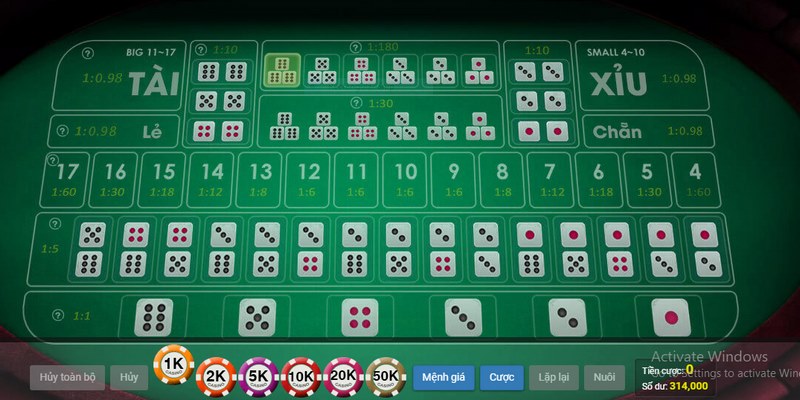 Mỗi ván chơi sẽ có thời gian khoảng 50 giây cho bet thủ